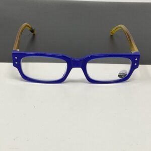 eyebobs Peckerhead Reading Glasses Color 20 - Cobalt Front with Blonde Temples